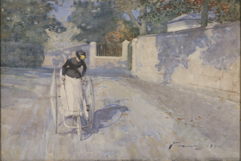 John Lavery's Woman on a Safety Tricycle, painted and set in Helensburgh. Woman on a safety tricycle