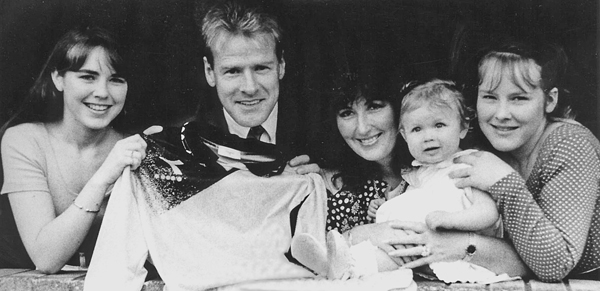 Murdo with his family in the Boghead dugout after being appointed manager of Dumbarton